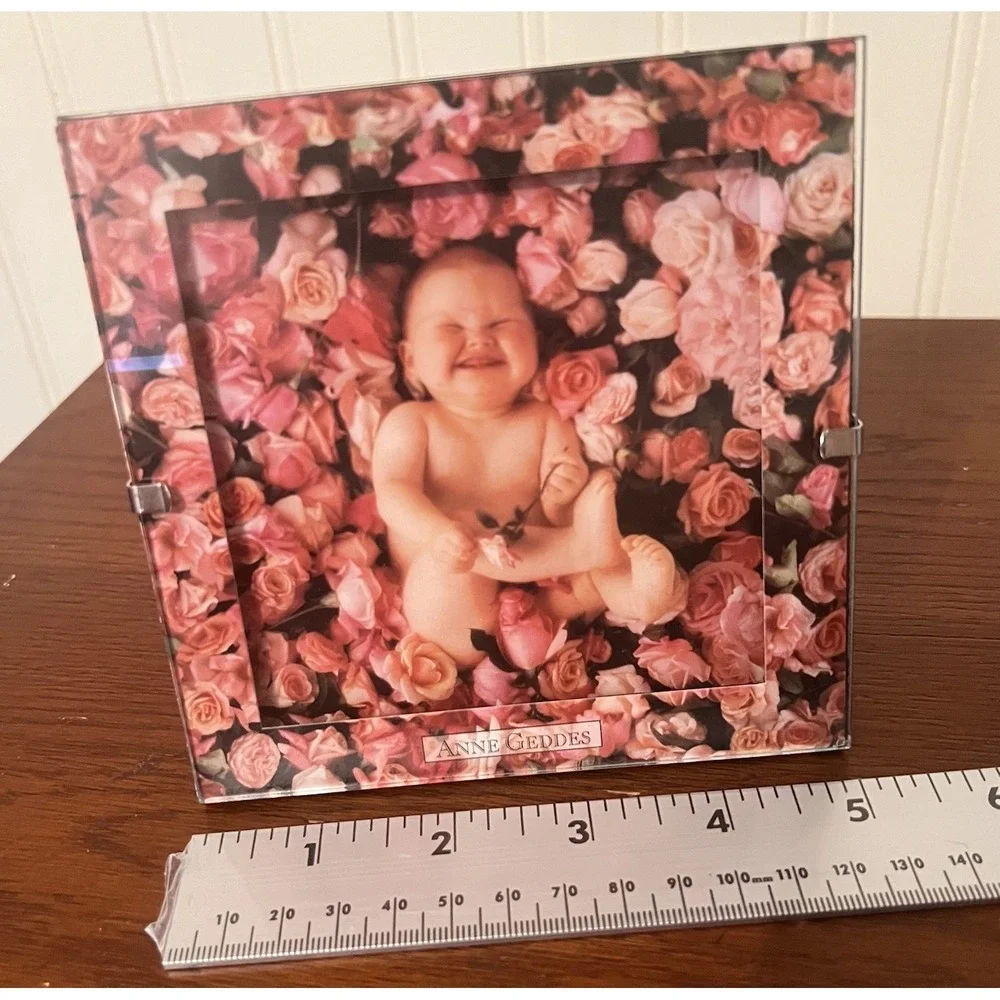 Vintage 1997 Anne Geddes Down‎ In The Garden Roses Framed Photo Print  5